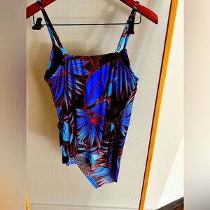 Tropical Blue and Black swimsuit top